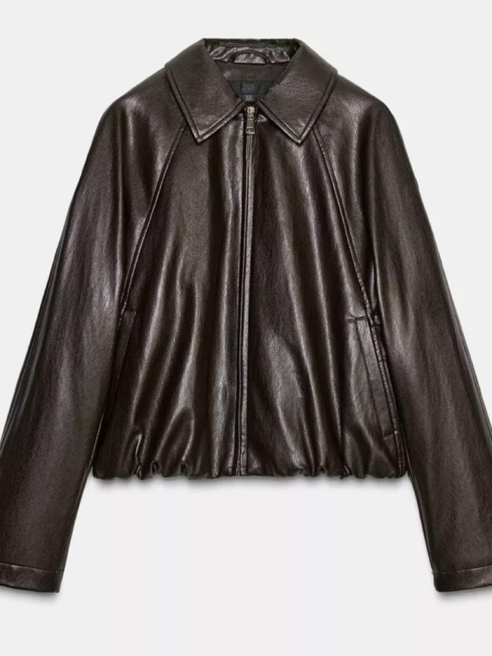 Dark Chocolate Brown Leather Zara Bomber jacket